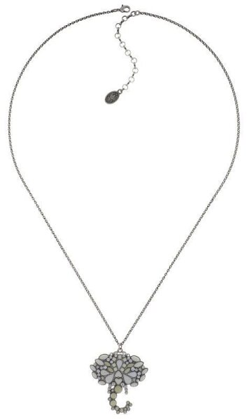 Konplott - Mandala - white, antique silver, necklace pendant, long
