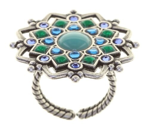 Konplott - Mandala - blue, antique silver, ring