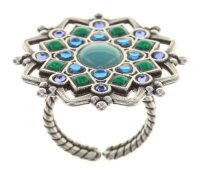 Konplott - Mandala - Blau, Antiksilber, Ring