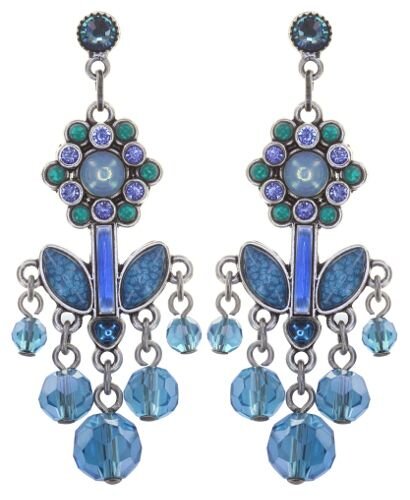 Konplott - Mandala - blue, antique silver, earring stud dangling