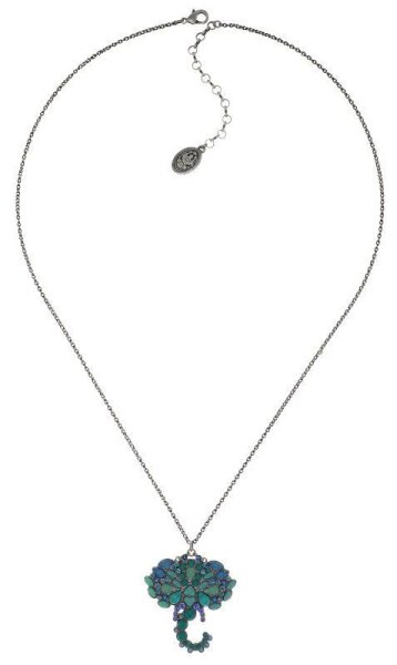 Konplott - Mandala - blue, antique silver, necklace pendant, long
