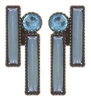 Konplott - Graphic Flow - blue, antique brass, earring stud