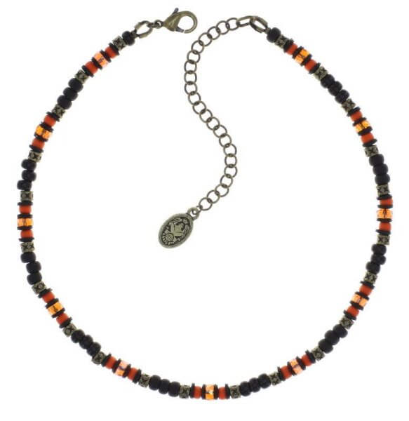 Konplott - Urban Scuba - black, orange, antique brass, necklace