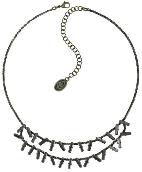 Konplott - Jumping Baguette - Shadow Light, Grey, antique brass, necklace