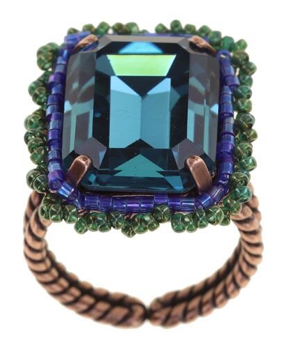Konplott - African Glam - Dark Aquamarine, Blueantique copper, ring