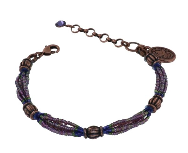 Konplott - African Glam - Dark Aquamarine, Blue, antique copper, bracelet