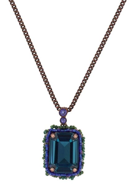Konplott - African Glam - Dark Aquamarine, Blau, Antikkupfer, Halskette mit Anhänger