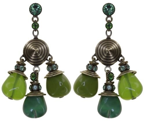 Konplott - Candycal - green, Light antique brass, earring stud dangling