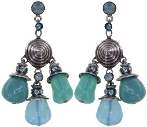 Konplott - Candycal - blue, Light antique silver, earring stud dangling