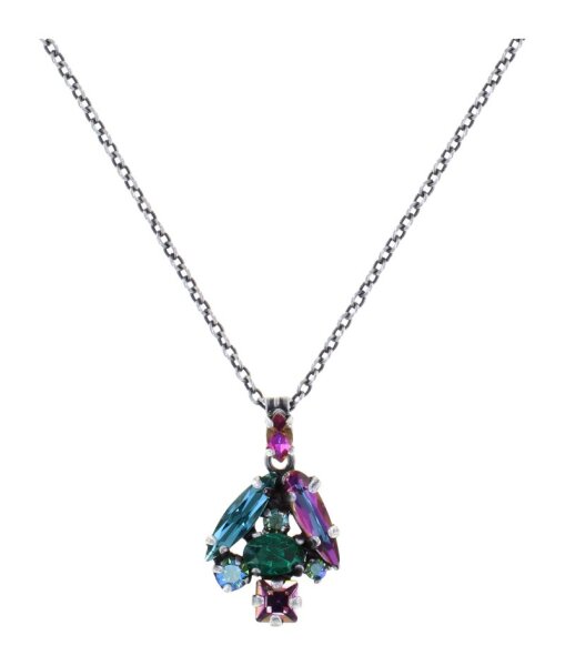 Konplott - Abegail - Toxic Flames, blue/green/dark rose, light antique silver, necklace pendant