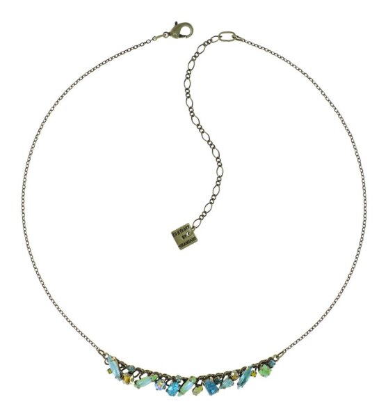 Konplott - Abegail - Water Greens, blue/yellow, light antique brass, necklace