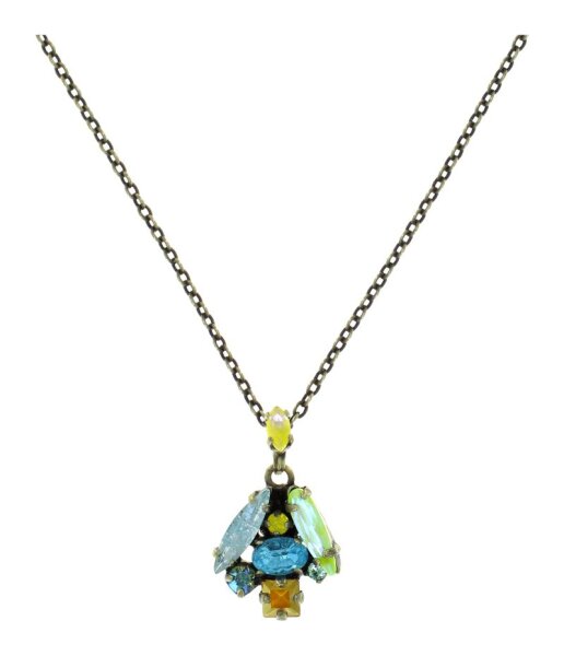 Konplott - Abegail - Water Greens, blue/yellow, light antique brass, necklace pendant