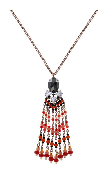 Konplott - Hippie - Earthy Spice, black/red, antique copper, necklace pendant, long