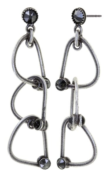 Konplott - Wireworks - Carbon Shine, black, antique silver, earring stud dangling