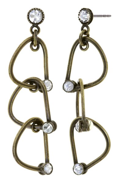 Konplott - Wireworks - Crystal Shine, white, antique brass, earring stud dangling