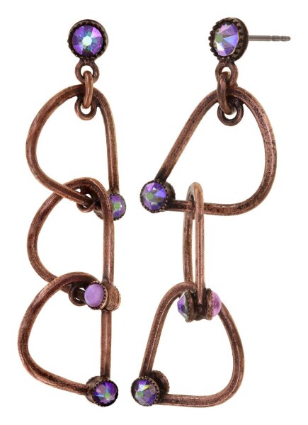 Konplott - Wireworks - Paradise Shine, lila, antique copper, earring stud dangling