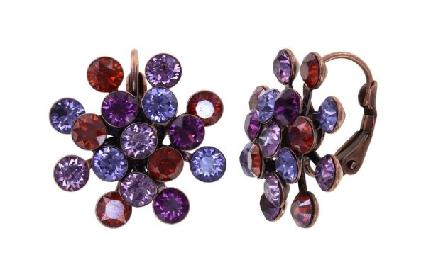 Konplott - Magic Fireball - Ruby Violet, red/lila, antique copper, earring eurowire, Classic Size
