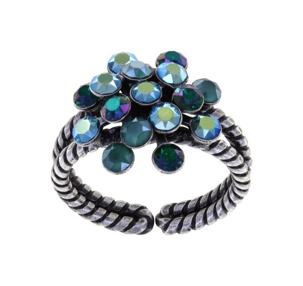 Konplott - Magic Fireball MINI - Emerald On Fire, blue/green, antique silver, ring mini