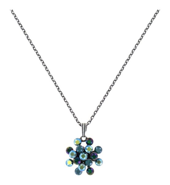 Konplott - Magic Fireball MINI - Emerald On Fire, Blau, Grün, Antiksilber, Halskette mit Anhänger MINI-Version