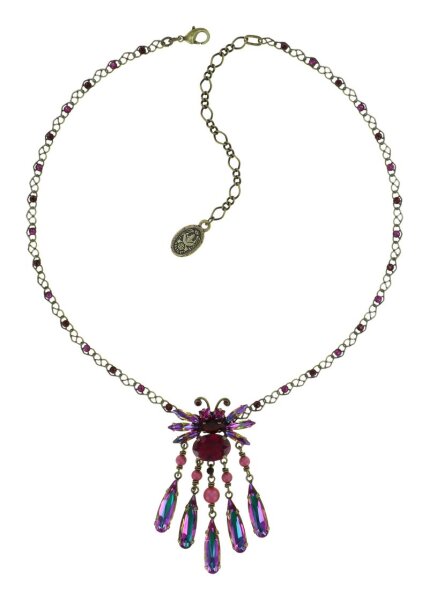Konplott - Love Bugs - Rubiresque, red/pink, antique brass, necklace