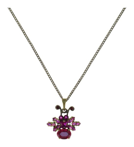 Konplott - Love Bugs - Rubiresque, red/pink, antique brass, necklace pendant