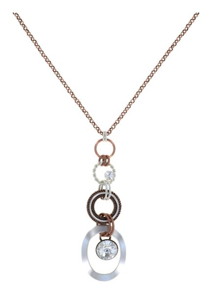 Konplott - Rings in Concert - Coppered Silver, glänzendes Silber / Antikkupfer, Halskette mit Anhänger, Lang