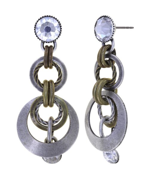 Konplott - Rings in Concert - Silvered Gold, antique silver/antique brass, earring stud dangling