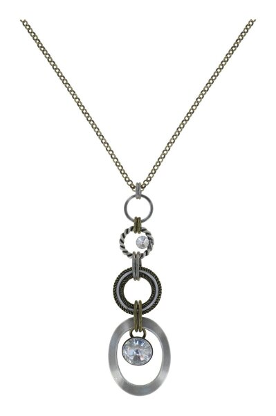 Konplott - Rings in Concert - Silvered Gold, antique silver/antique brass, necklace pendant, long