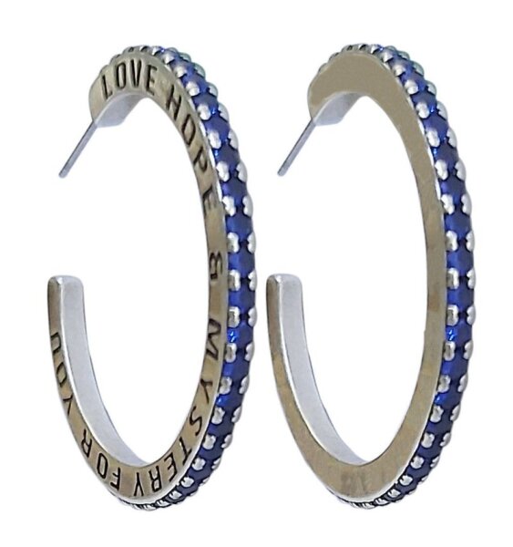 Konplott - Daily Glam - Light Sapphire, light blue, antique silver, creole earrings