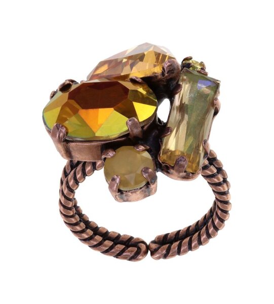 Konplott - Gems Riot - Saffron Curry Turmeric, yellow, antique copper, ring
