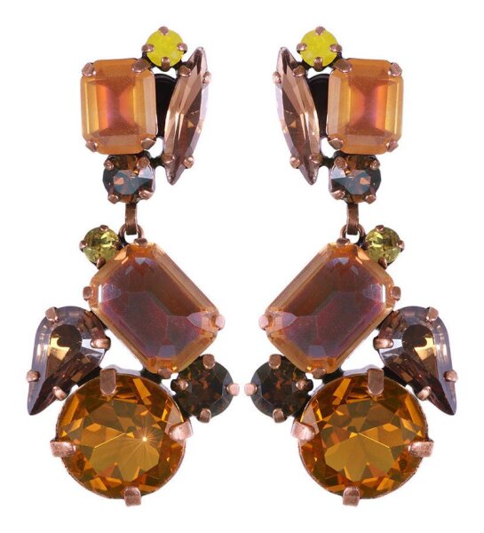 Konplott - Gems Riot - Saffron Curry Turmeric, yellow, antique copper, earring stud dangling
