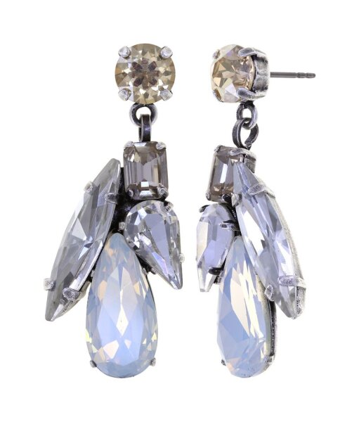 Konplott - Gems Riot - Moon Crystal, white, antique silver, earring stud dangling