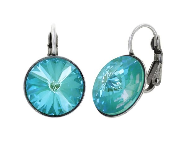 Konplott - Rivoli - blue/green, crystal laguna de lite, antique silver, earring eurowire