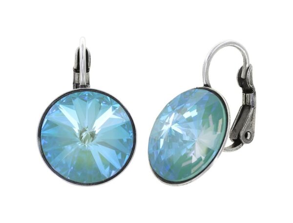 Konplott - Rivoli - light blue, crystal silky sage delite, antique silver, earring eurowire