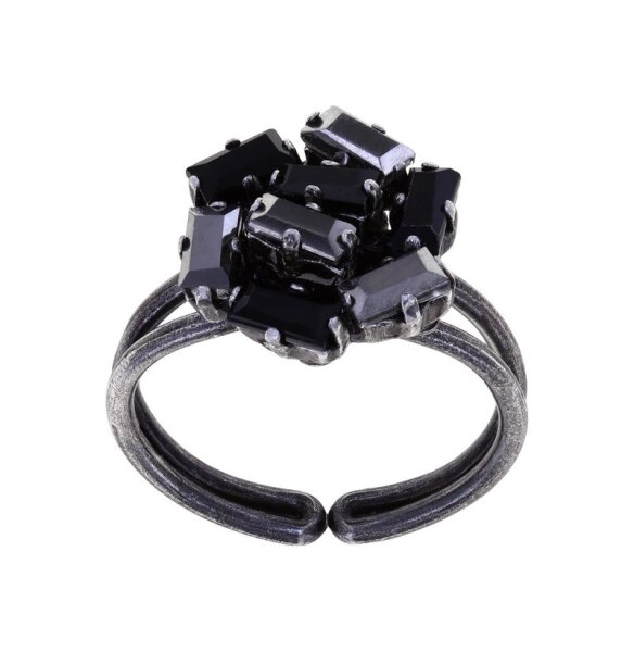 Konplott - Jumping Baguette De Luxe - Mystery Black, black, dark antique silver, ring