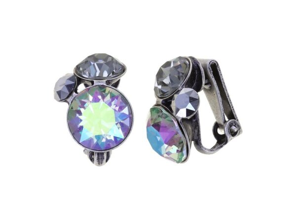 Konplott - Disco Star - Paradise Grey, lila, antique silver, earring clip