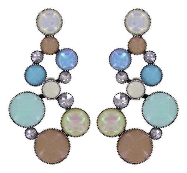 Konplott - Shopping Drops - blue/brown, antique silver, earring stud dangling
