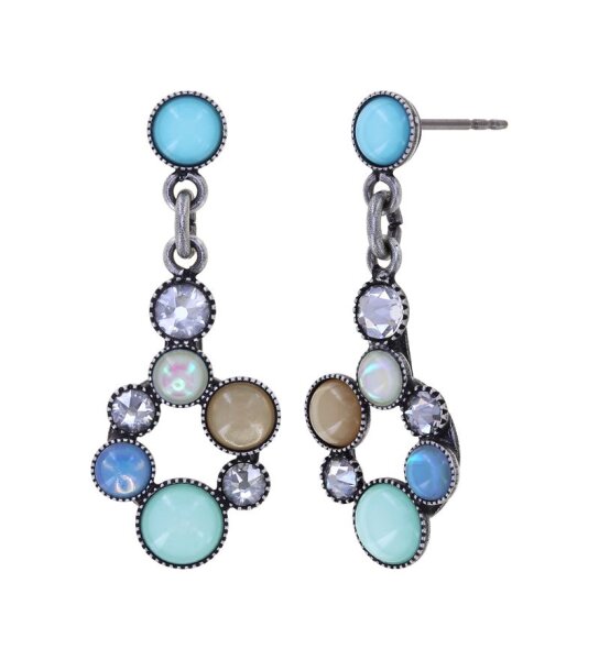 Konplott - Shopping Drops - blue/brown, antique silver, earring stud dangling