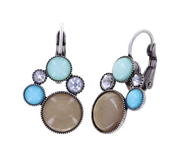 Konplott - Shopping Drops - blue/brown, antique silver, earring eurowire
