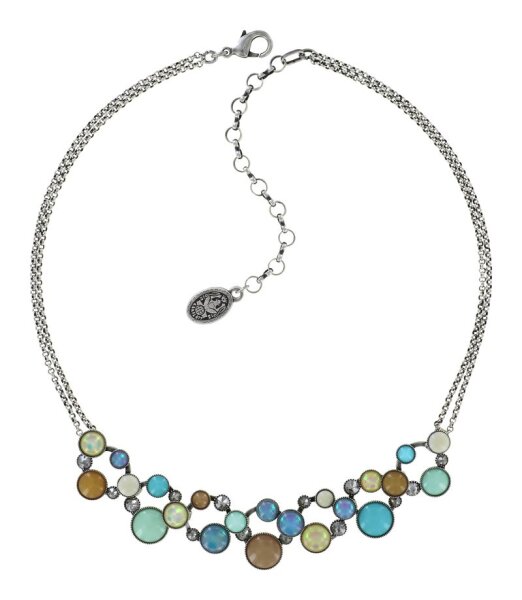 Konplott - Shopping Drops - blue/brown, antique silver, necklace
