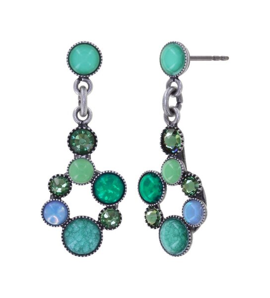 Konplott - Shopping Drops - blue/green, antique silver, earring stud dangling