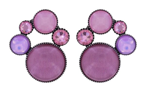 Konplott - Shopping Drops - pink/lila, antique silver, earring stud