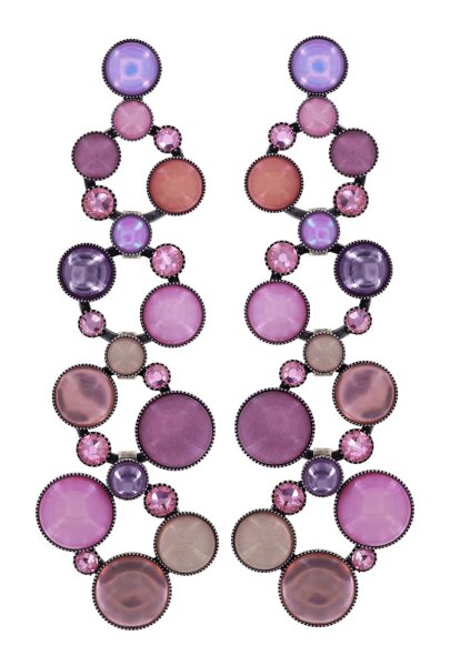 Konplott - Shopping Drops - pink/lila, antique silver, earring stud dangling