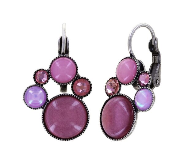 Konplott - Shopping Drops - pink/lila, antique silver, earring eurowire