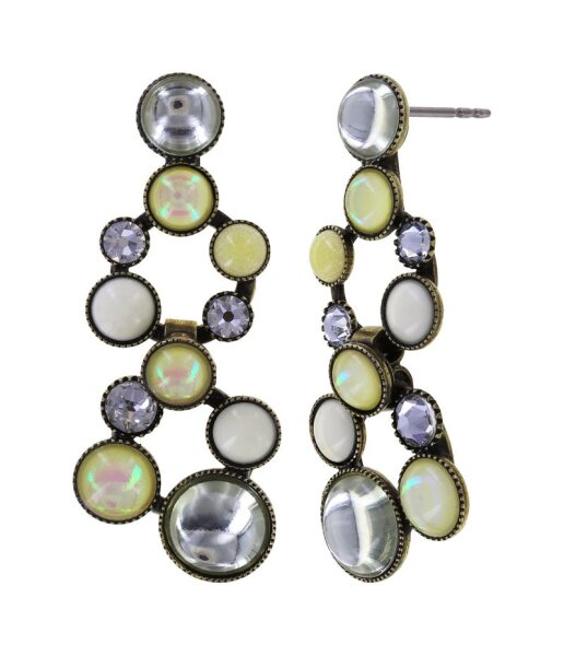 Konplott - Shopping Drops - white, antique brass, earring stud dangling