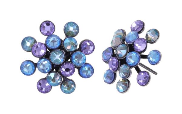 Konplott - Magic Fireball - blue/lila, antique silver, earring stud, Classic Size