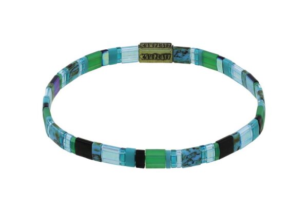 Konplott - Tilala - blue/green, antique brass, bracelet elastic