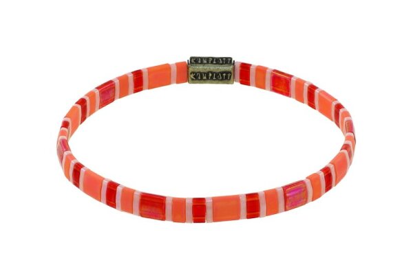 Konplott - Tilala - Rot, Orange, Antikmessing, Armband auf Gummiband