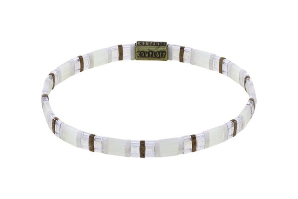 Konplott - Tilala - Weiß, Antikmessing, Armband auf Gummiband