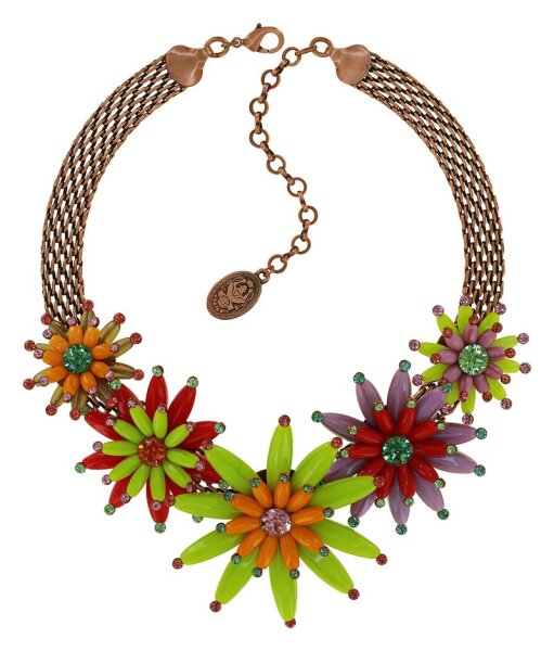 Konplott - Daisy Riot - multi red, antique copper, necklace